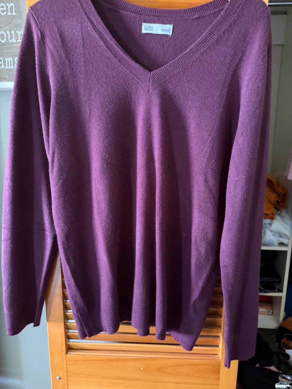 croft & barrow Deep Purple V-Neck Sweater